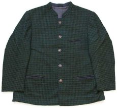 画像1: オーストリア製 pe-ko スタンドカラー ギンガムチェック チロリアン ウールジャケット 緑×黒 (1)