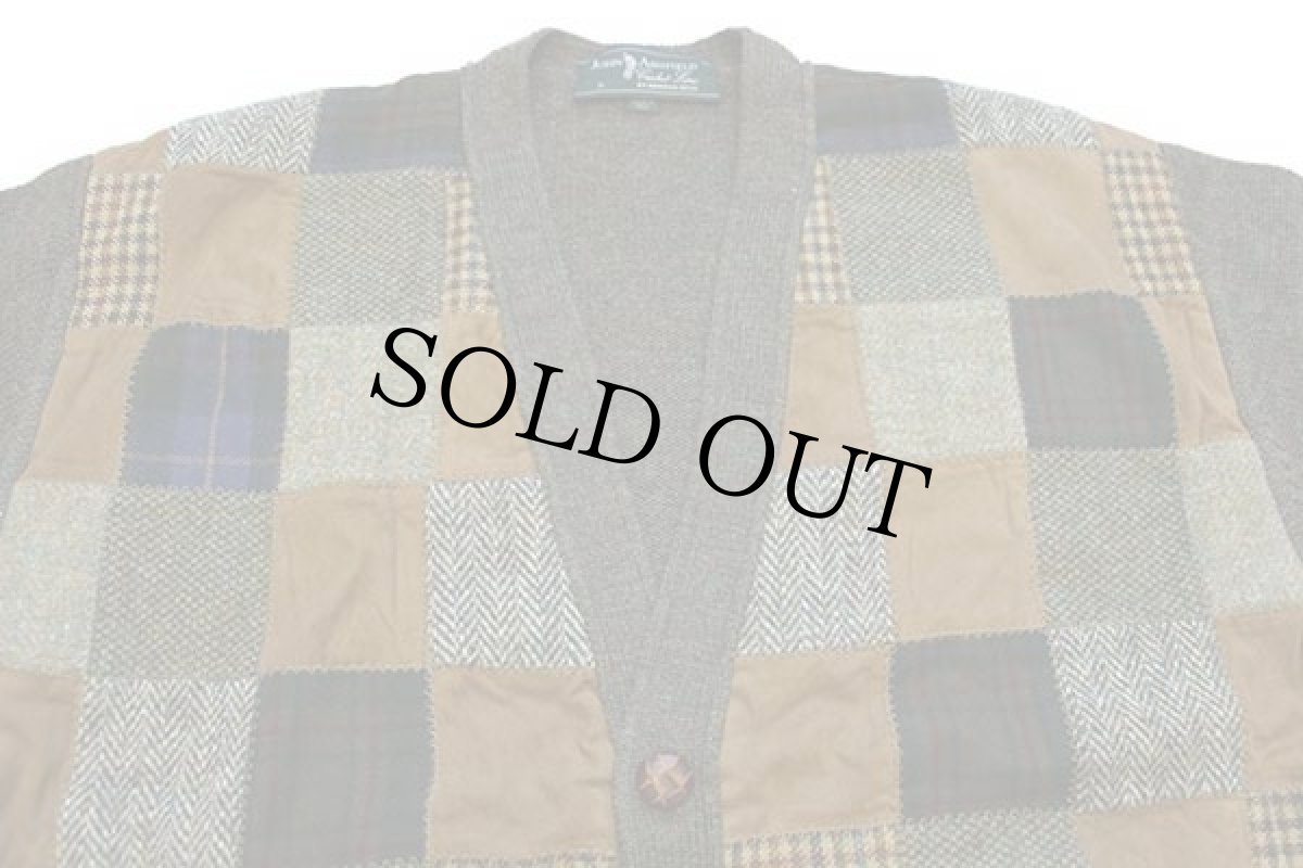 画像3: 90s イタリア製 JOHN ASHFIELD パッチワーク切り替え ウールニット カーディガン 52 (3)