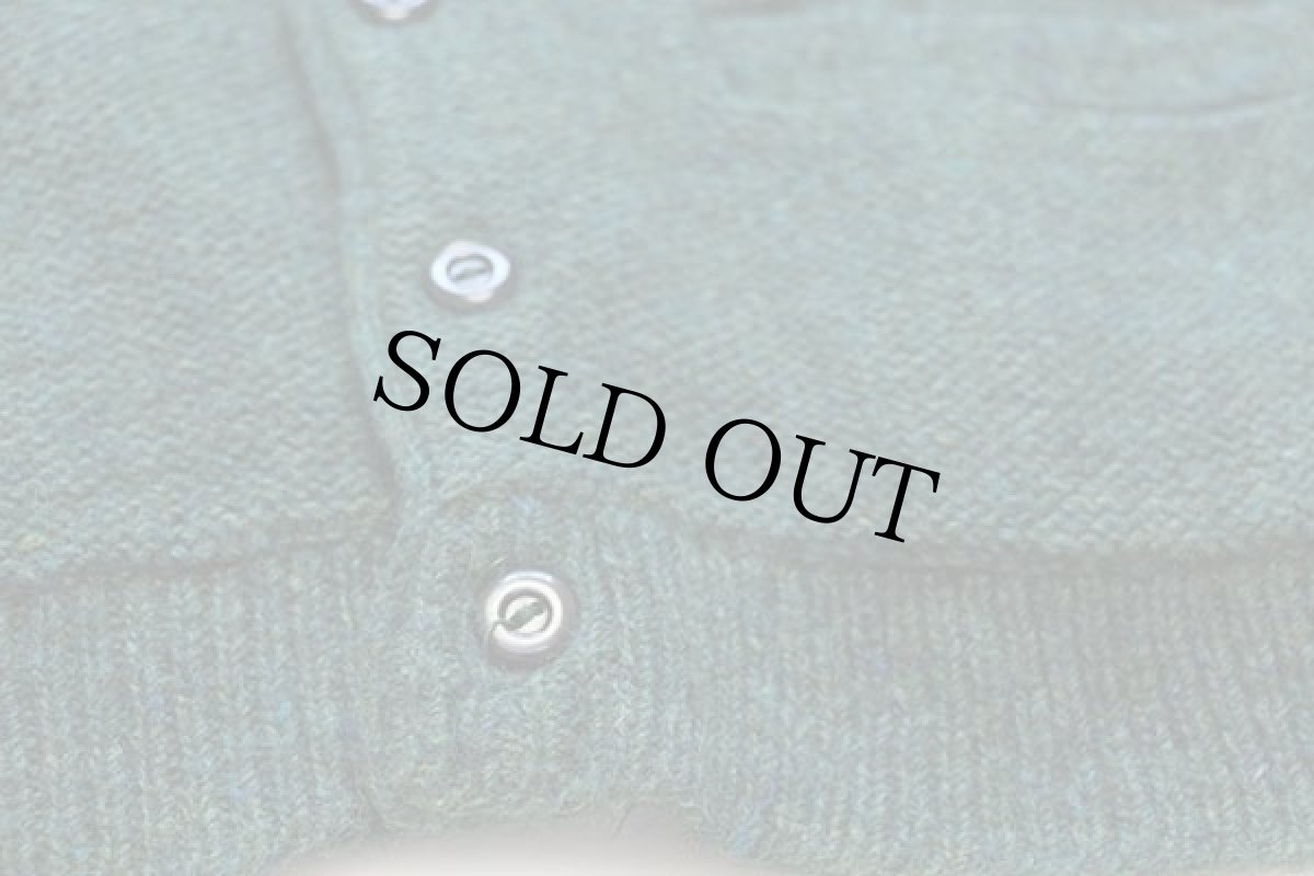 画像5: 60s Gloray Knitting Mills ネップ入り ウール×アルパカ×アクリルニット カーディガン 緑 ミックス M (5)