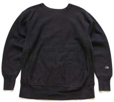画像1: USA製 Championチャンピオン 単色タグ 復刻 無地 目無し リバースウィーブ スウェット 黒 XL★ブランク (1)