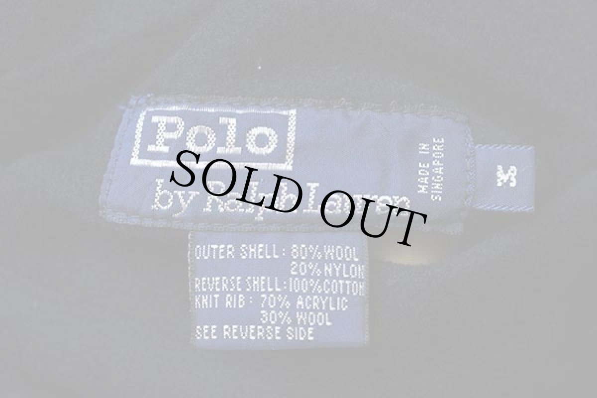 画像5: 90s ポロ ラルフローレン 無地 リバーシブル ウール×コットンジャケット 濃紺×カーキ M (5)