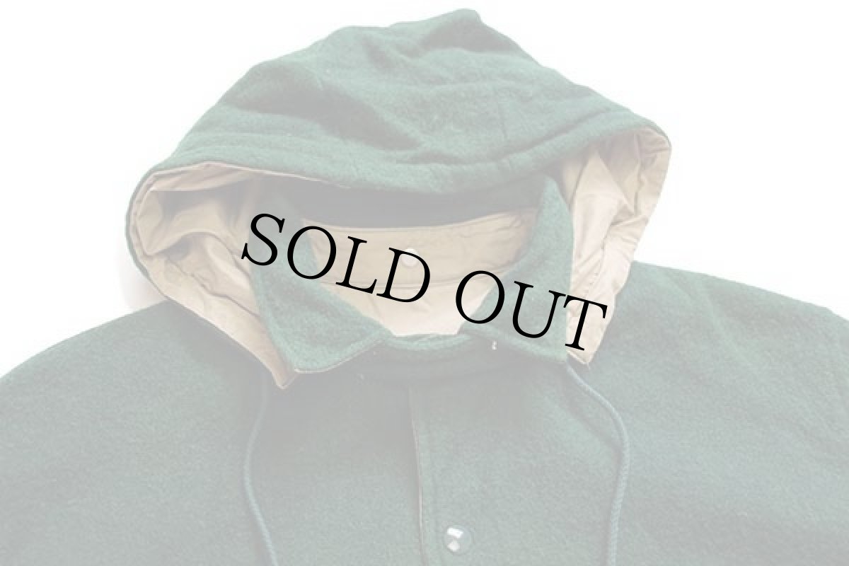 画像3: 90s ポロ ラルフローレン チンスト&フード付き リバーシブル ウール×コットンポプリン ジャケット 緑×カーキ M (3)