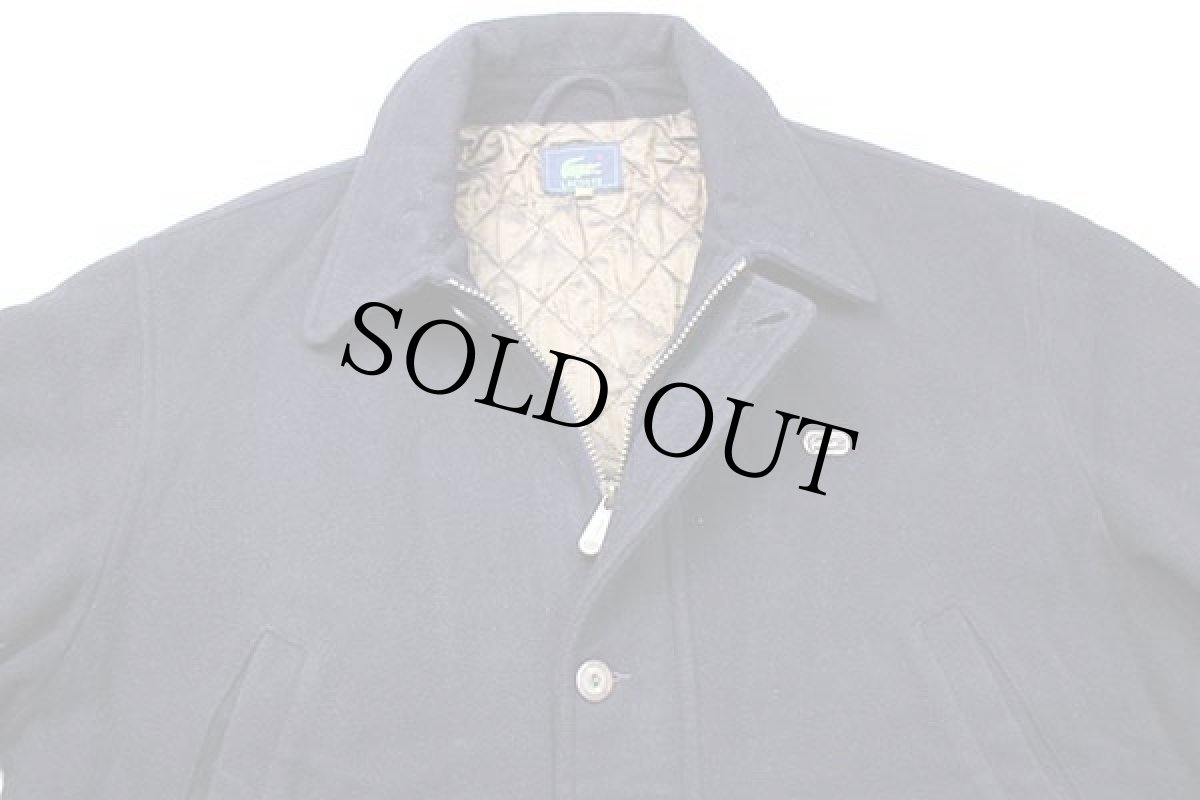 画像3: 90s スペイン製 LACOSTEラコステ キルティングライナー ウール混 フィールドコート 濃紺 M (3)