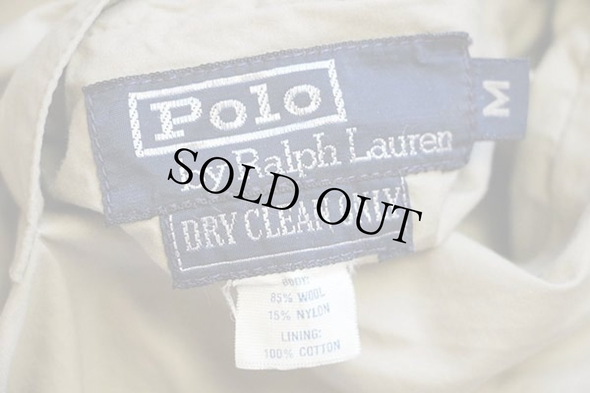 画像10: 90s ポロ ラルフローレン チンスト&フード付き リバーシブル ウール×コットンポプリン ジャケット 緑×カーキ M (10)