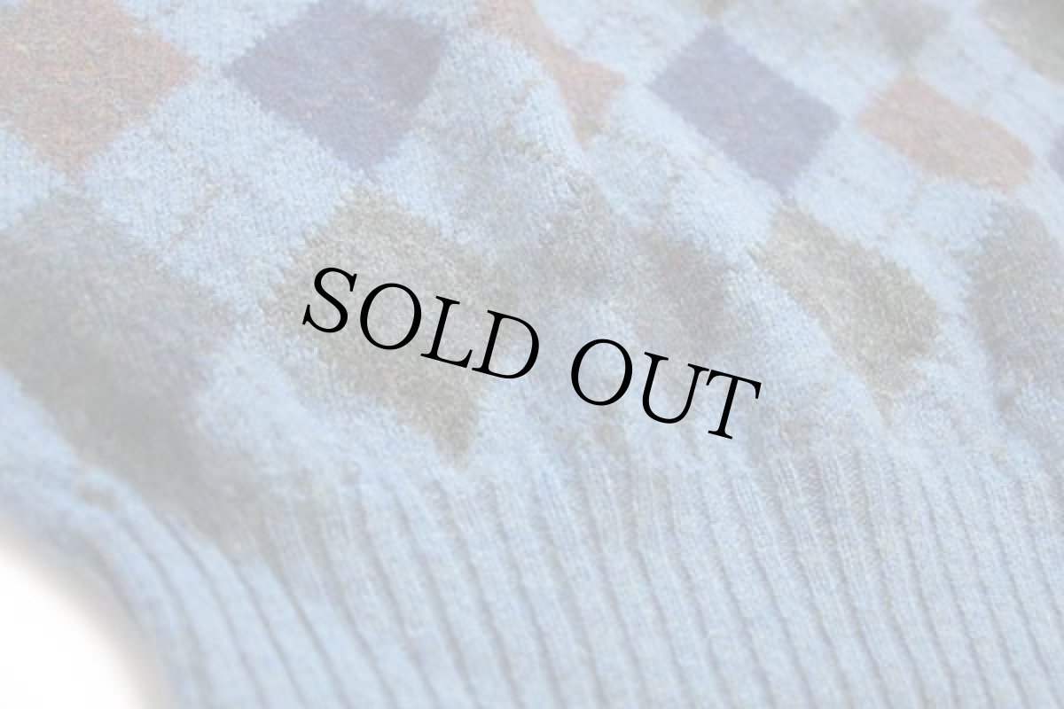 画像6: 90s イタリア製 Henry Cotton's アーガイル柄 襟付き シェットランド ウールニット セーター ブルー ミックス L★ポロシャツ (6)