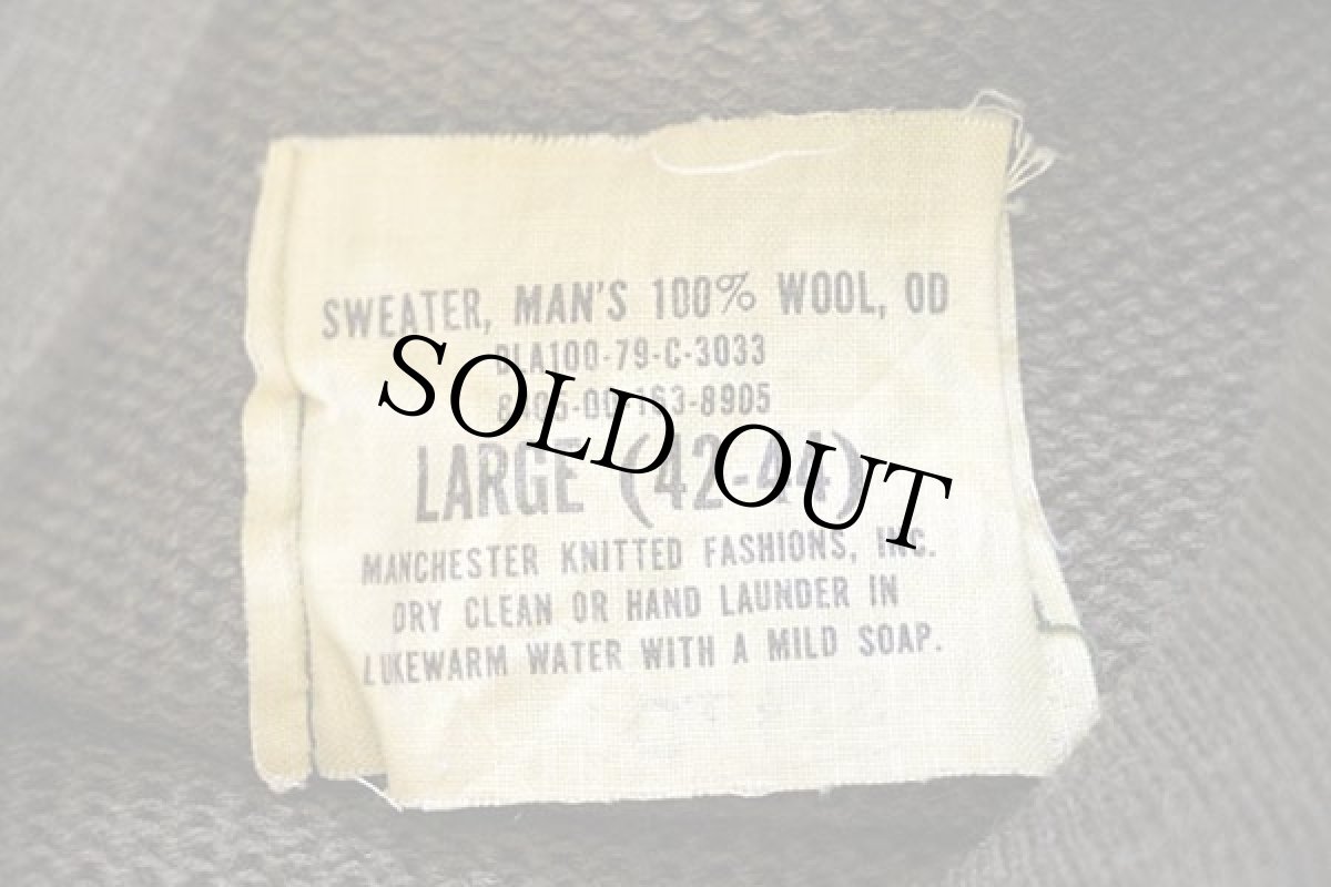 画像4: 70s 米軍 U.S.ARMY 5ボタン ハイネック ウールニット セーター オリーブドラブ L★A (4)