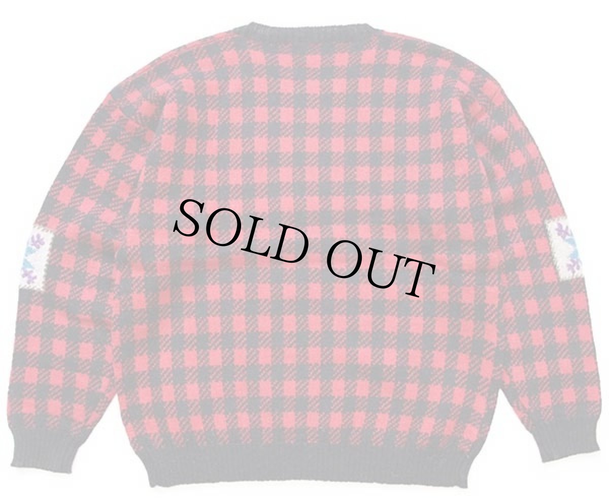 画像2: 90s Woolrichウールリッチ アイススケート バッファローチェック ウール ハンドニット セーター XL (2)