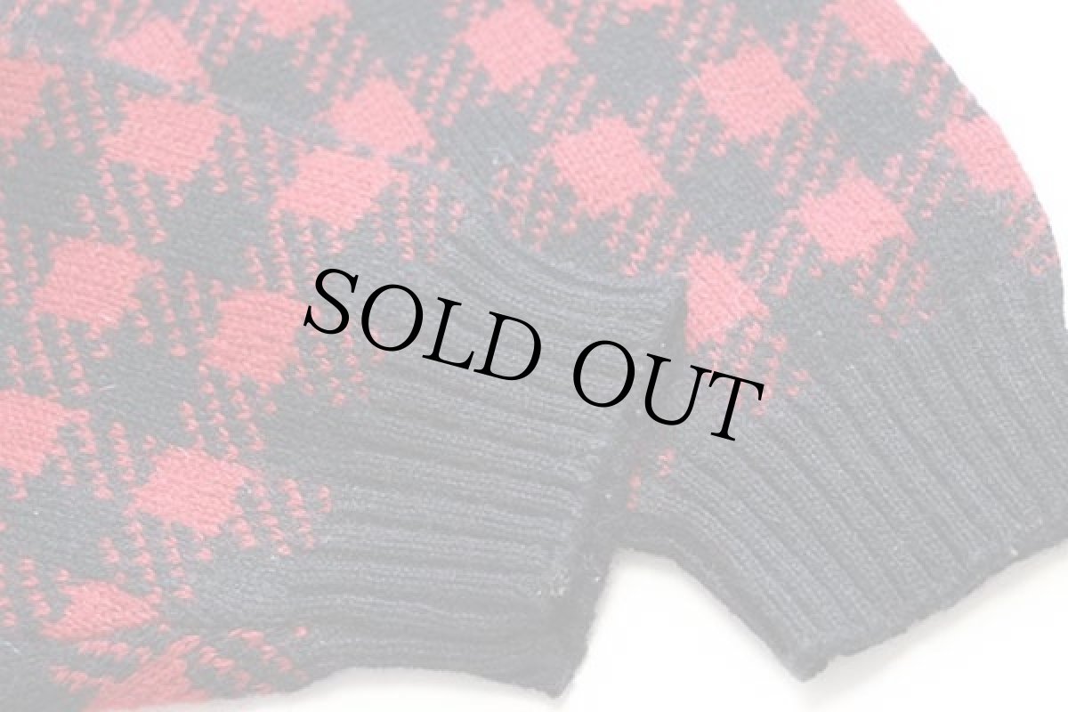 画像6: 90s Woolrichウールリッチ アイススケート バッファローチェック ウール ハンドニット セーター XL (6)