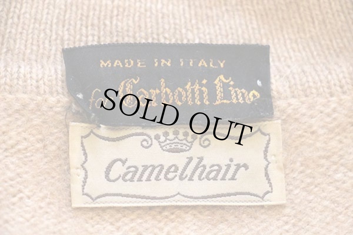 画像4: 80s イタリア製 Carbotti Line サドルショルダー 襟付き キャメルヘア×ウールニット セーター 52★ポロシャツ (4)