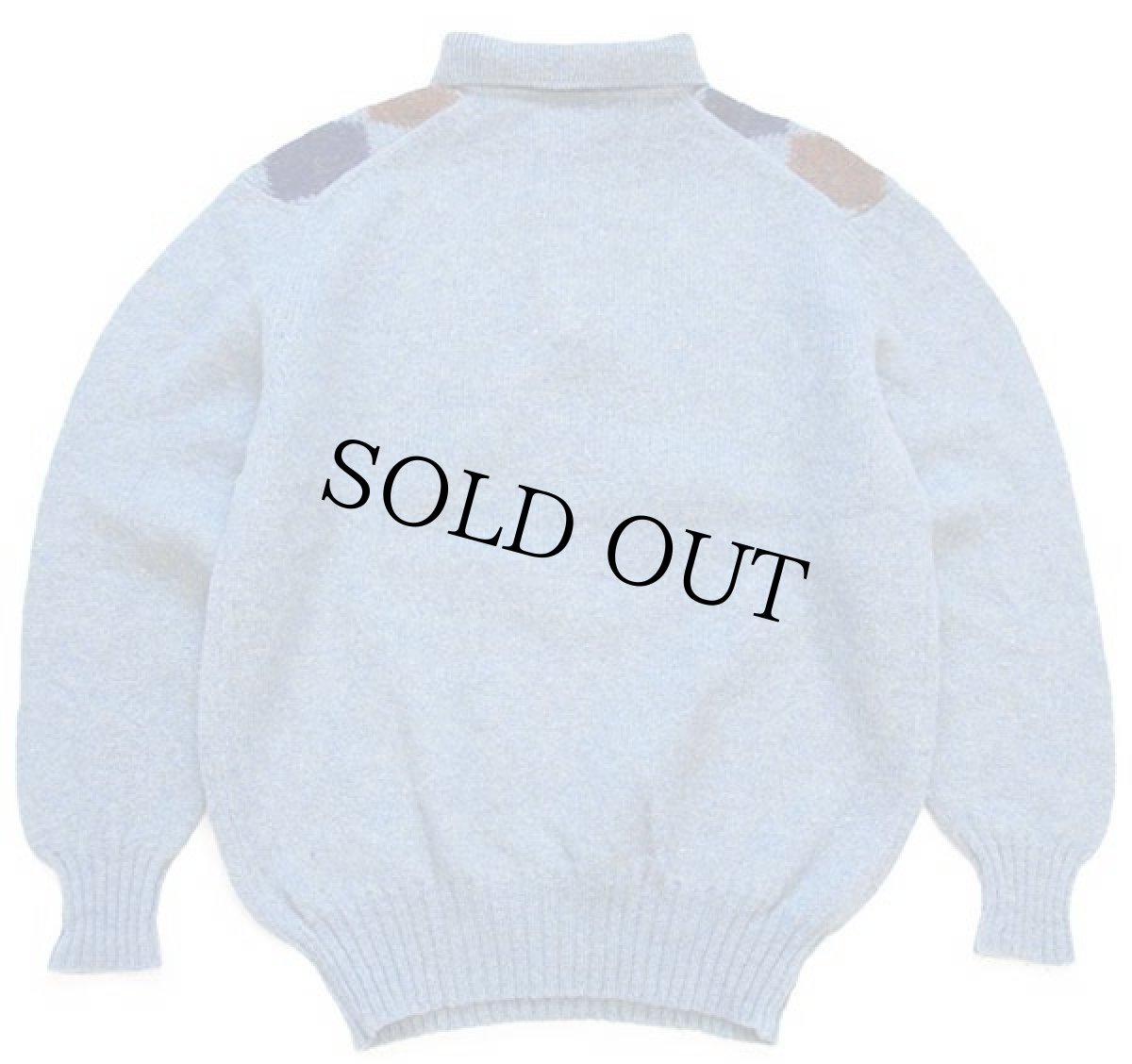 画像2: 90s イタリア製 Henry Cotton's アーガイル柄 襟付き シェットランド ウールニット セーター ブルー ミックス L★ポロシャツ (2)