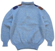 画像2: 90s イタリア製 Henry Cotton's アーガイル柄 襟付き シェットランド ウールニット セーター ブルー ミックス L★ポロシャツ (2)