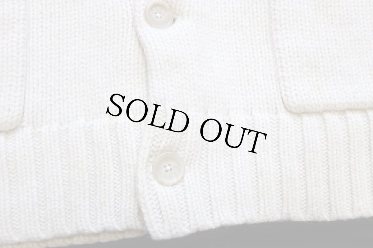 画像5: 00s ポロ ラルフローレン ハイネック パチポケ&エルボーパッチ付き ローゲージ ウール×カシミアニット カーディガン ナチュラル L (5)