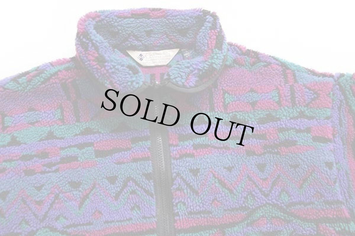 画像3: 90s USA製 Columbiaコロンビア 総柄 ライナー パイル フリースジャケット W-L (3)