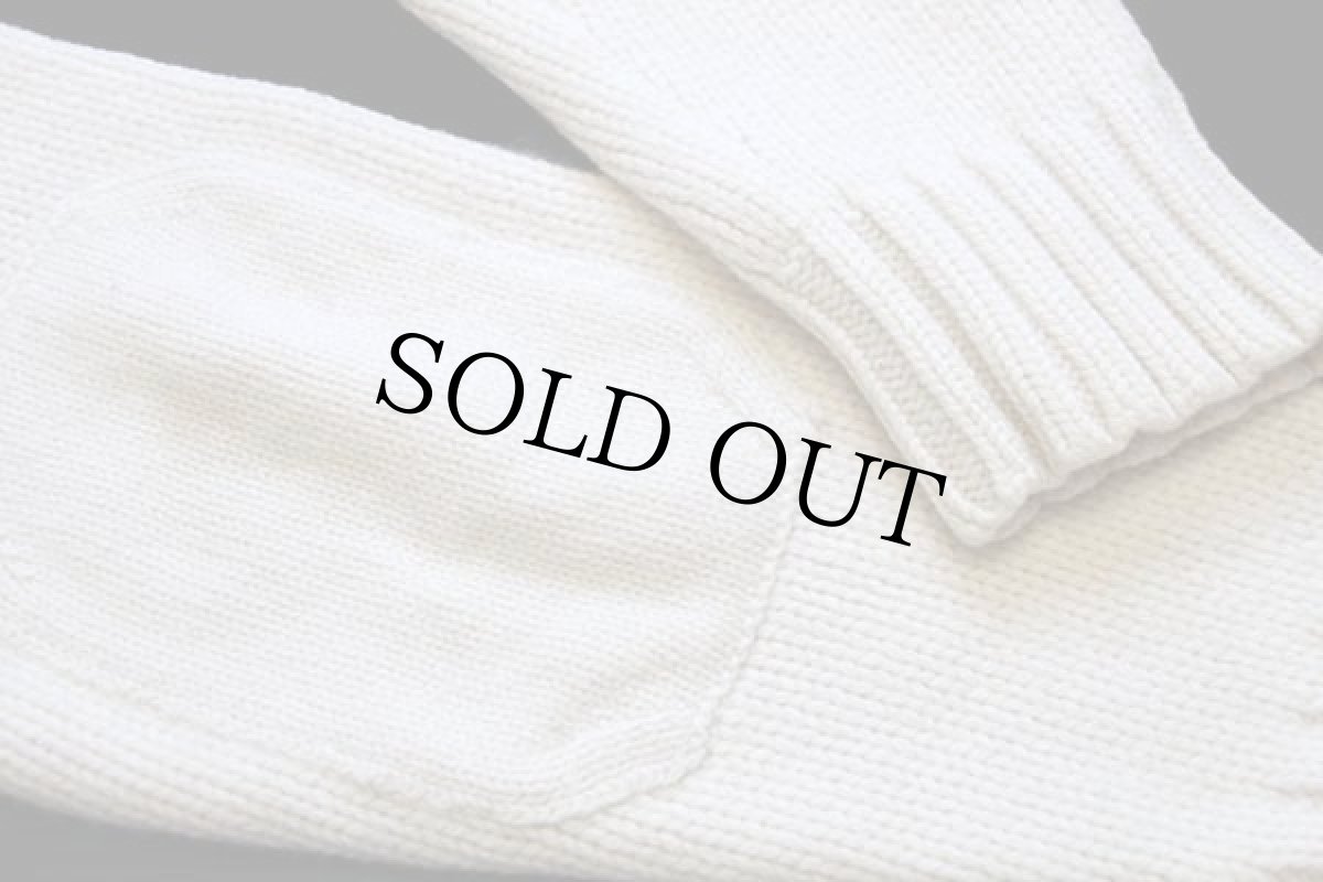 画像6: 00s ポロ ラルフローレン ハイネック パチポケ&エルボーパッチ付き ローゲージ ウール×カシミアニット カーディガン ナチュラル L (6)