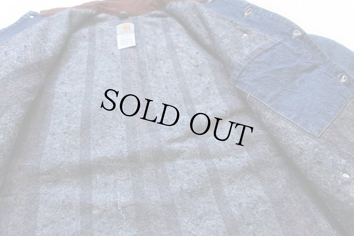 画像5: 00s USA製 carharttカーハート ブランケットライナー デニム チョアコート カバーオール S (5)