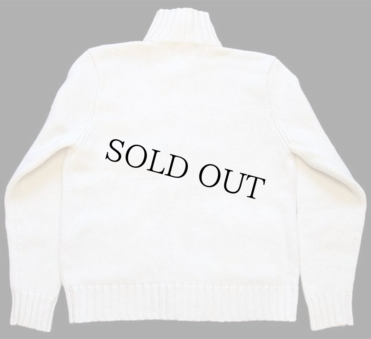 画像2: 00s ポロ ラルフローレン ハイネック パチポケ&エルボーパッチ付き ローゲージ ウール×カシミアニット カーディガン ナチュラル L (2)