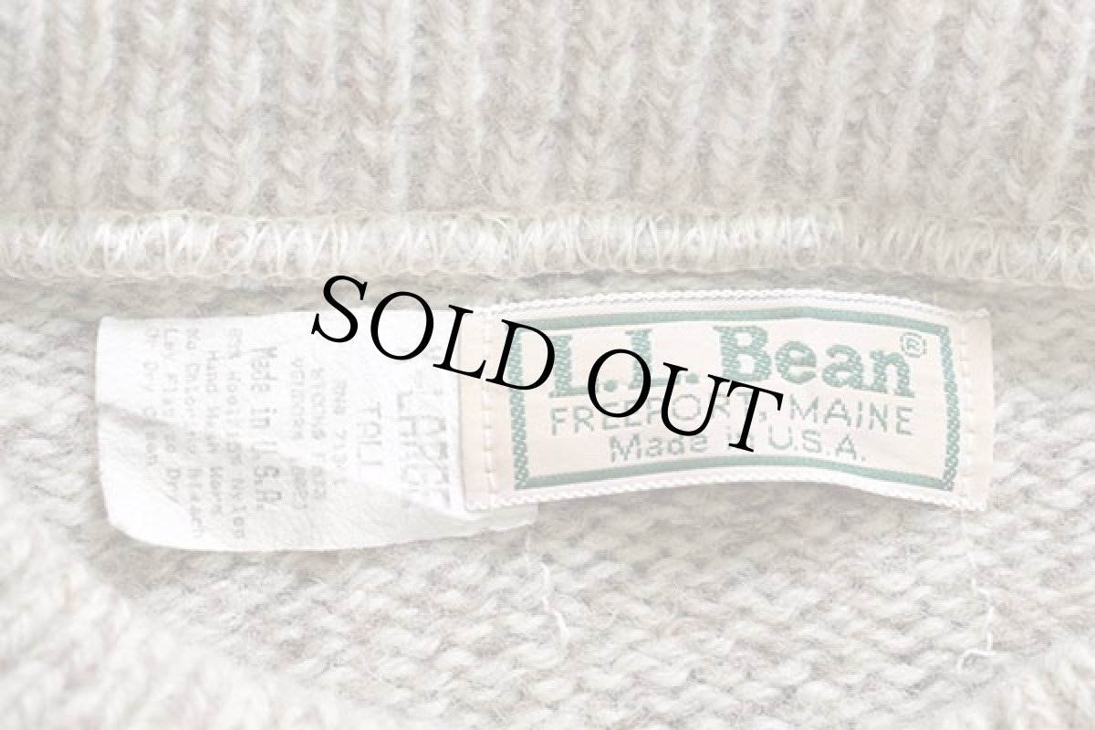 画像4: 80s USA製 L.L.Bean ウールニット セーター グレーベージュ ミックス XL-T (4)