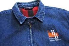 画像3: 80s USA製 SPORTSMASTER Bremo Power Station刺繍 チンスト付き バッファローチェック ネルライナー デニムジャケット L (3)