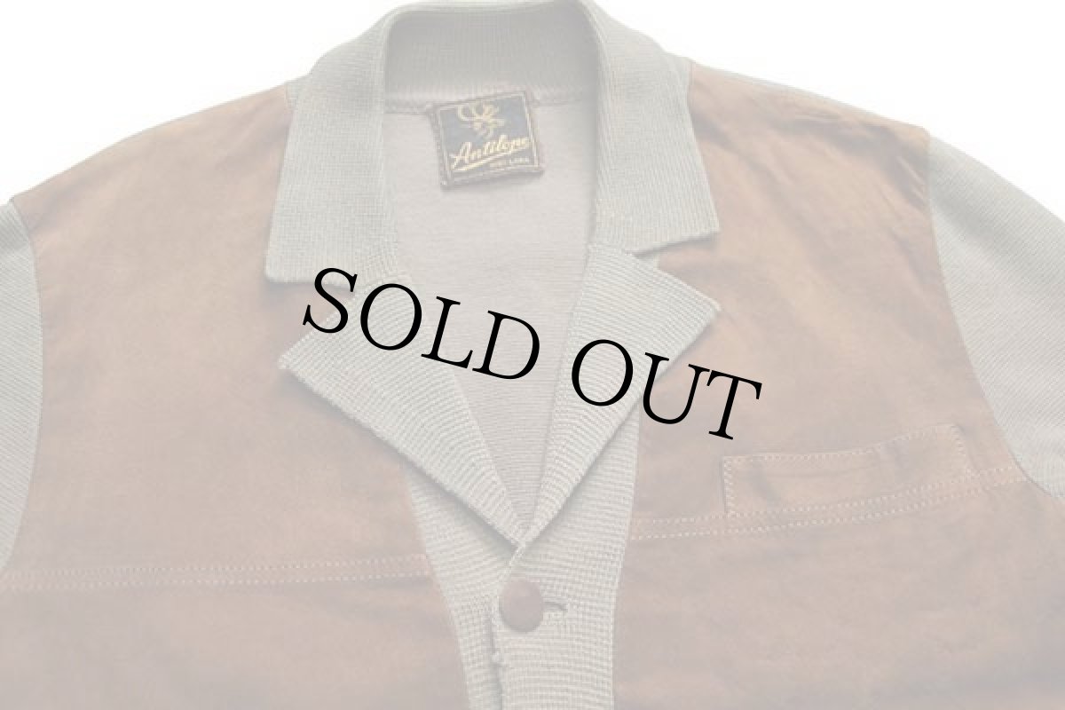 画像3: 60s Antilope ディアスキン レザー切り替え ウールニット ジャケット (3)