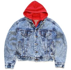 画像1: 80s USA製 Levi'sリーバイス 57526 スウェット ジップパーカーライナー ケミカルウォッシュ デニムジャケット 4ポケット ボーイズL★アシッド (1)