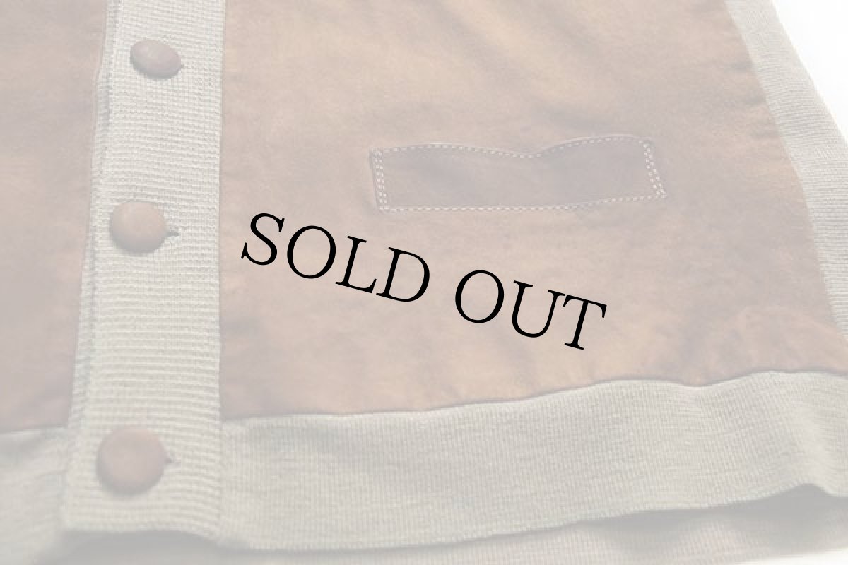 画像6: 60s Antilope ディアスキン レザー切り替え ウールニット ジャケット (6)