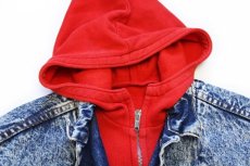 画像3: 80s USA製 Levi'sリーバイス 57526 スウェット ジップパーカーライナー ケミカルウォッシュ デニムジャケット 4ポケット ボーイズL★アシッド (3)