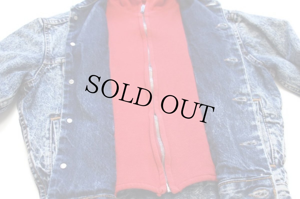 画像8: 80s USA製 Levi'sリーバイス 57526 スウェット ジップパーカーライナー ケミカルウォッシュ デニムジャケット 4ポケット ボーイズL★アシッド (8)