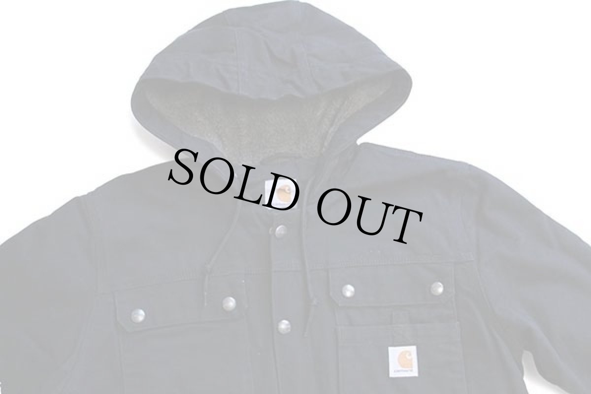 画像3: carharttカーハート シェルパラインド ダック地 バートレット ジャケット パーカー 黒 S (3)