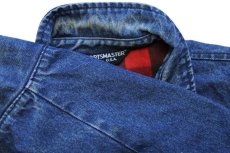 画像7: 80s USA製 SPORTSMASTER Bremo Power Station刺繍 チンスト付き バッファローチェック ネルライナー デニムジャケット L (7)