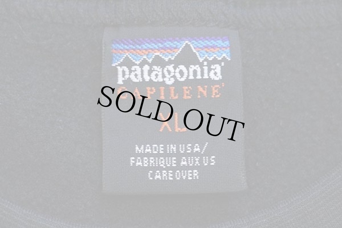 画像4: 00s USA製 patagoniaパタゴニア CAPILENEキャプリーン エクスペディションウェイト コアトップ ワンポイント インナー フリース 黒 XL (4)