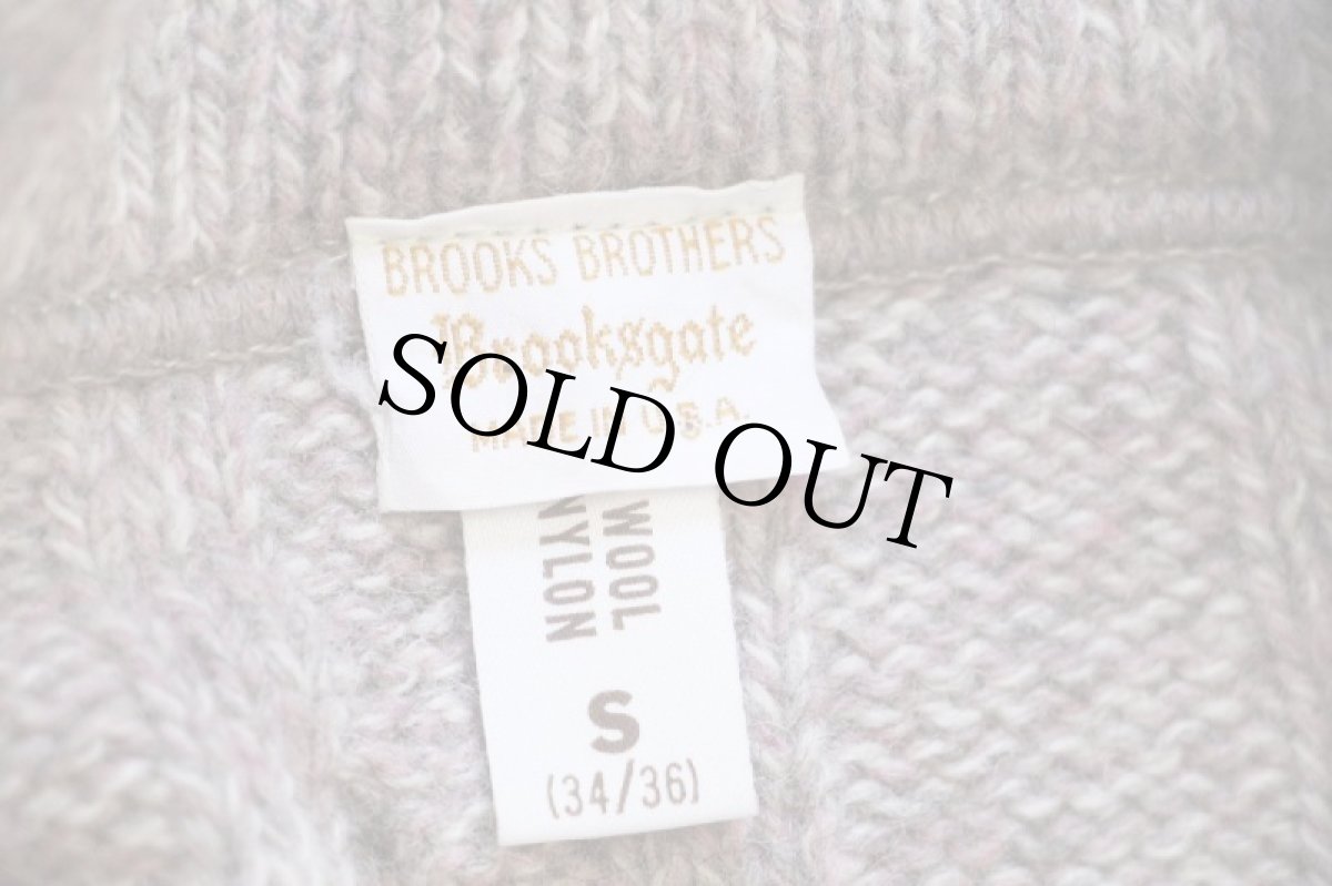 画像4: 80s USA製 Brooks Brothersブルックスブラザーズ Brooksgate ショールカラー エルボーパッチ ケーブル編み ウールニット カーディガン S (4)