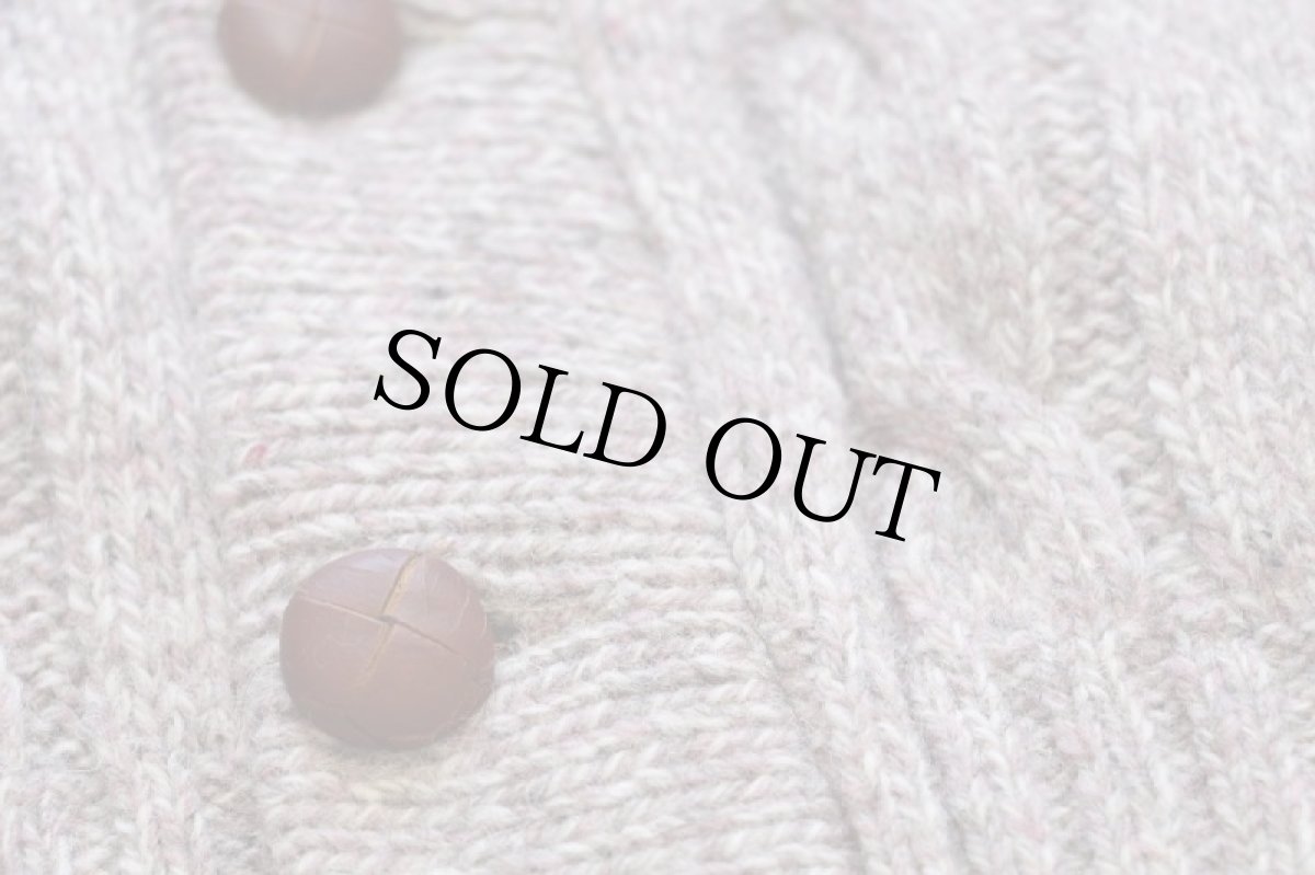 画像5: 80s USA製 Brooks Brothersブルックスブラザーズ Brooksgate ショールカラー エルボーパッチ ケーブル編み ウールニット カーディガン S (5)