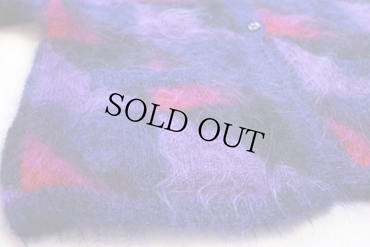 画像4: ビンテージ UNKNOWN デザイン モヘヤ ハンドニット カーディガン (4)