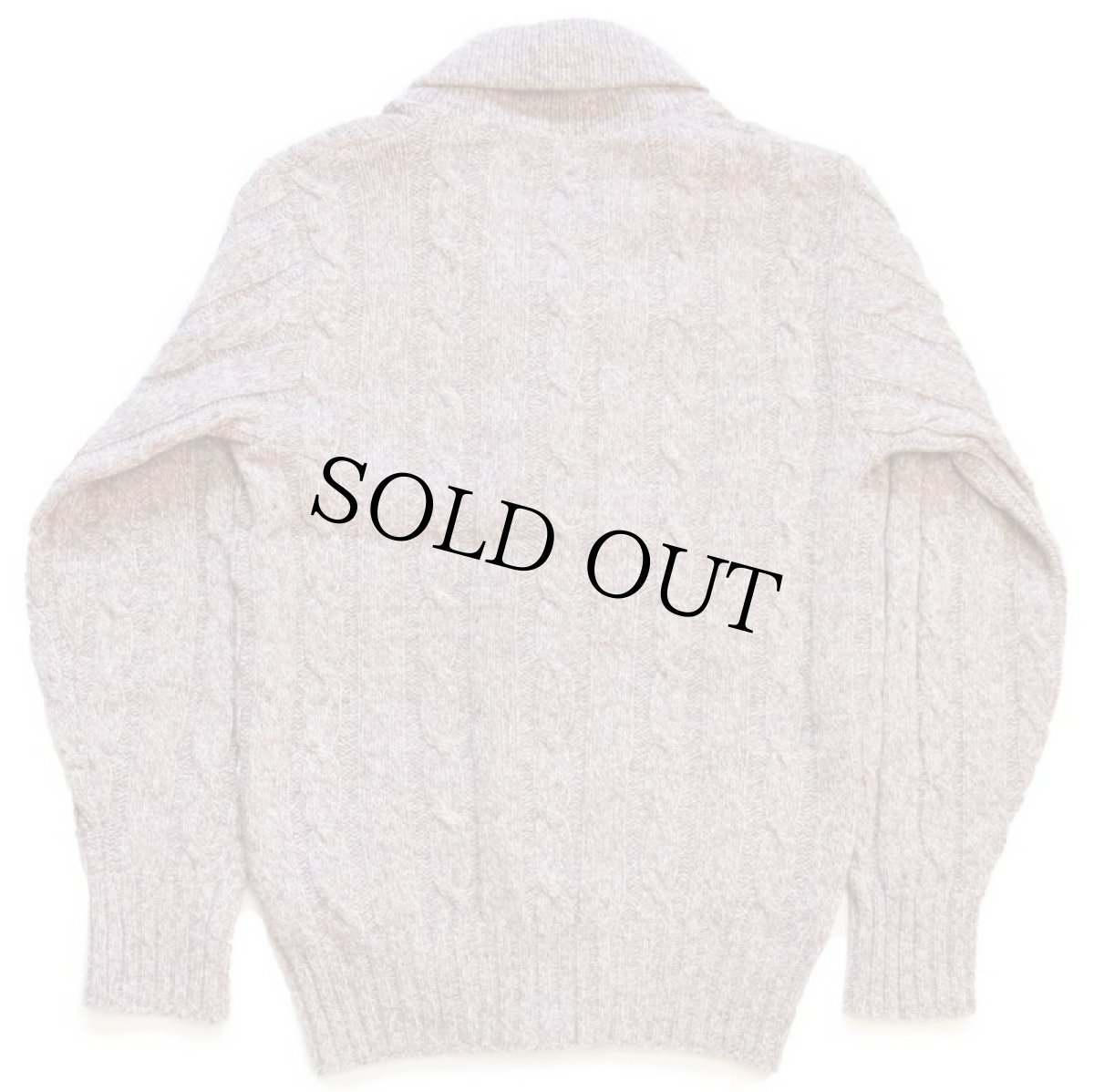 画像2: 80s USA製 Brooks Brothersブルックスブラザーズ Brooksgate ショールカラー エルボーパッチ ケーブル編み ウールニット カーディガン S (2)