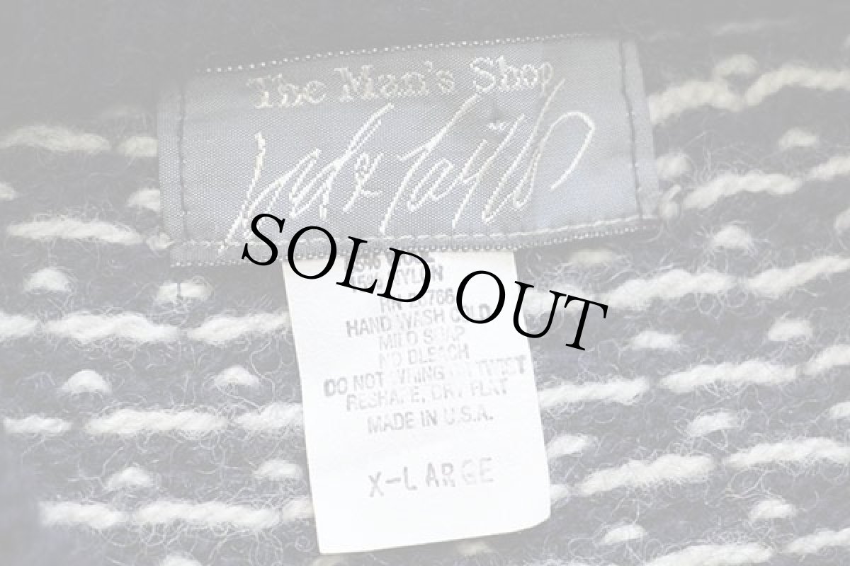 画像4: 80s USA製 バーズアイ ウールニット セーター 紺 XL★ノルウェージャン (4)