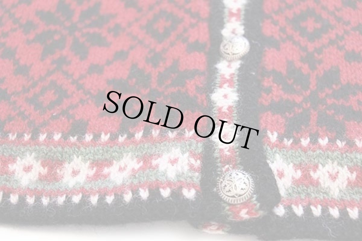 画像5: 90s USA製 L.L.Bean 雪柄 ノルディック柄 ウールニット カーディガン M (5)