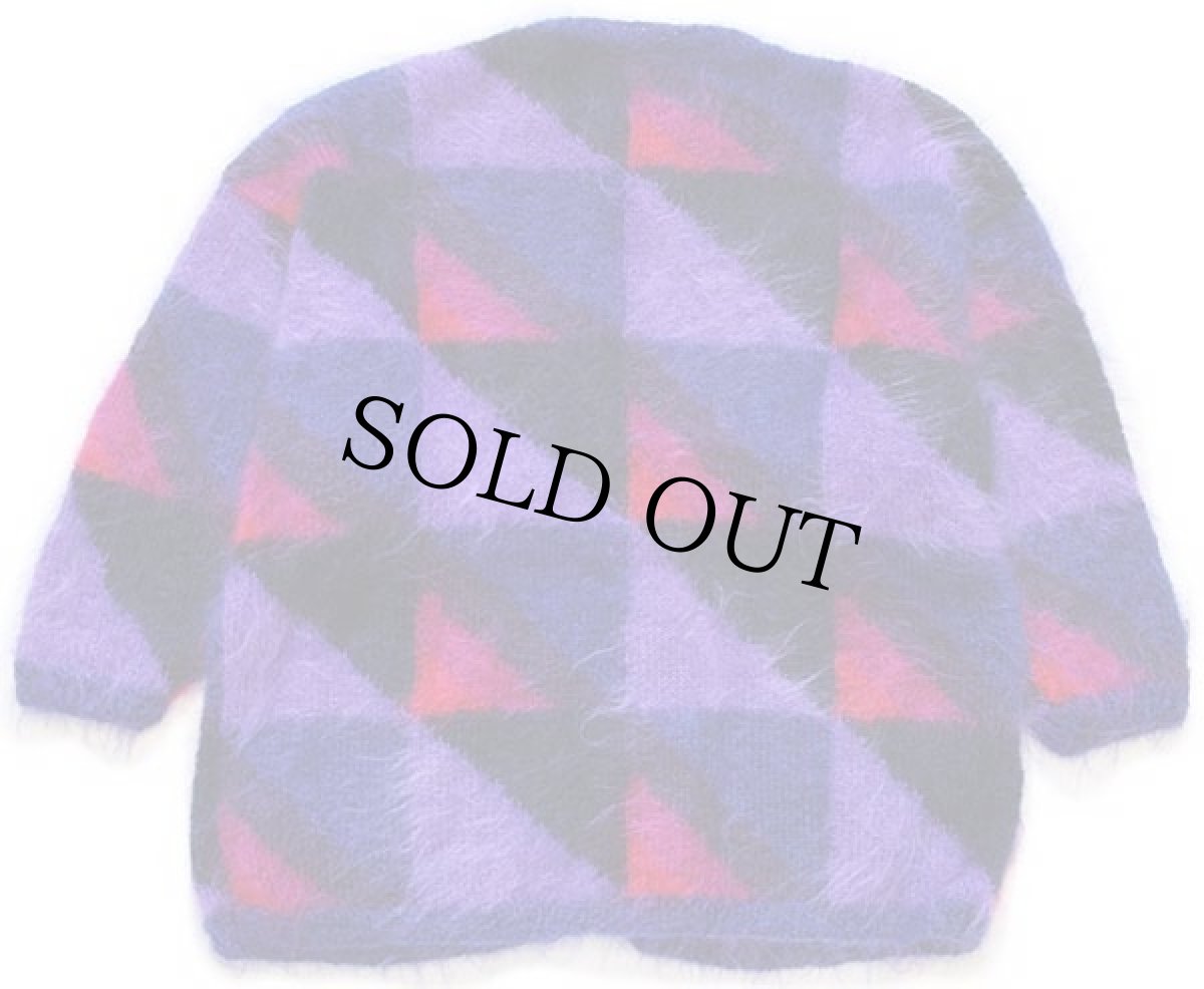 画像2: ビンテージ UNKNOWN デザイン モヘヤ ハンドニット カーディガン (2)