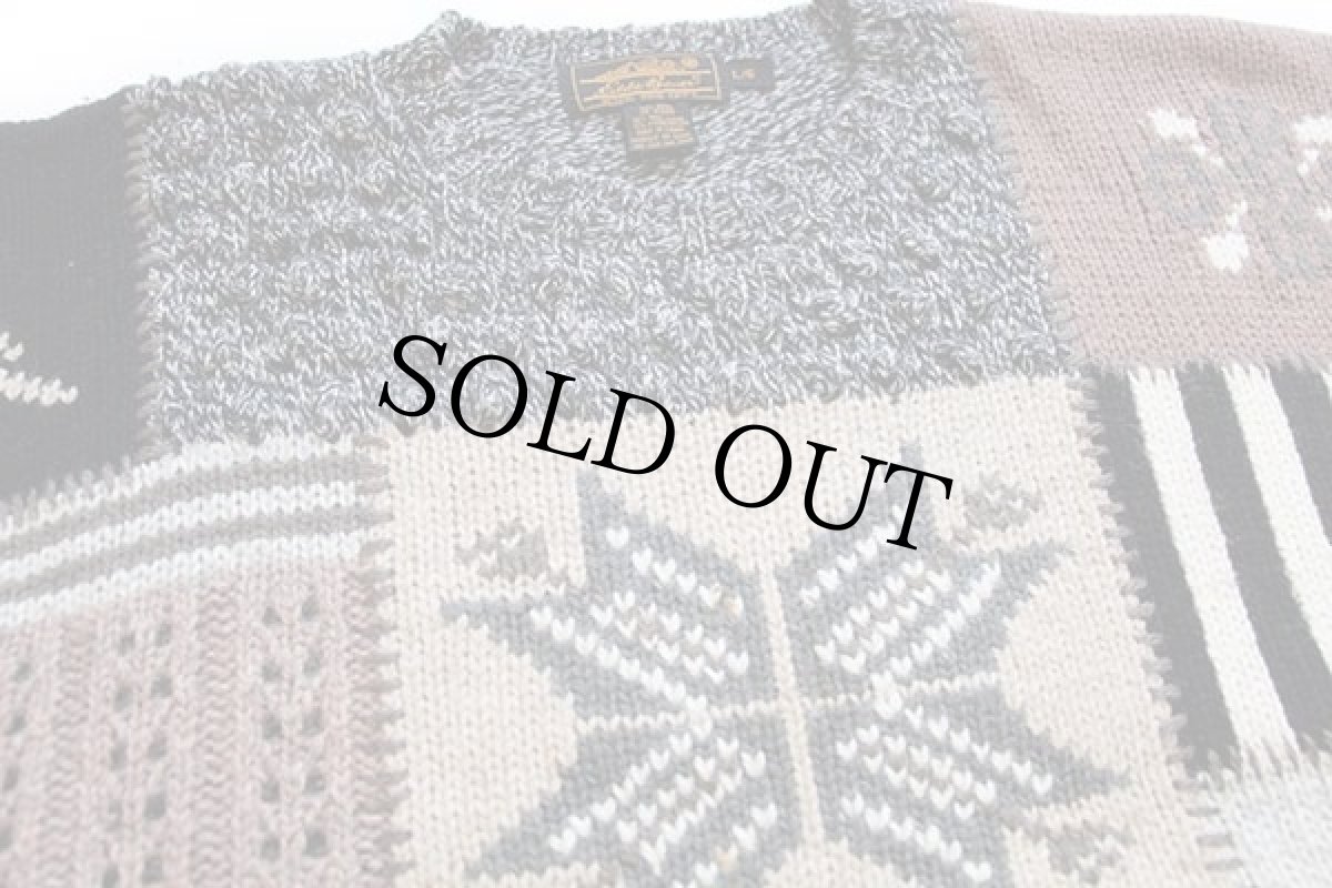 画像3: 90s EddieBauerエディーバウアー パネル切り替え ウールニット セーター L (3)