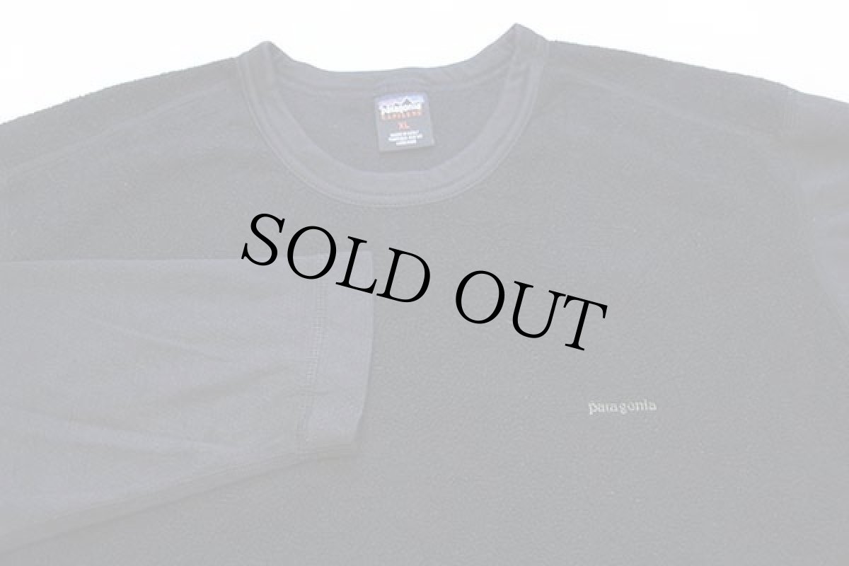 画像3: 00s USA製 patagoniaパタゴニア CAPILENEキャプリーン エクスペディションウェイト コアトップ ワンポイント インナー フリース 黒 XL (3)