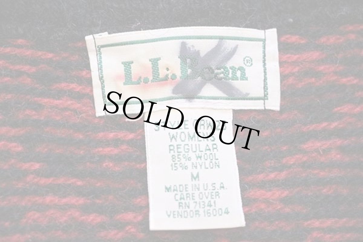 画像4: 90s USA製 L.L.Bean 雪柄 ノルディック柄 ウールニット カーディガン M (4)