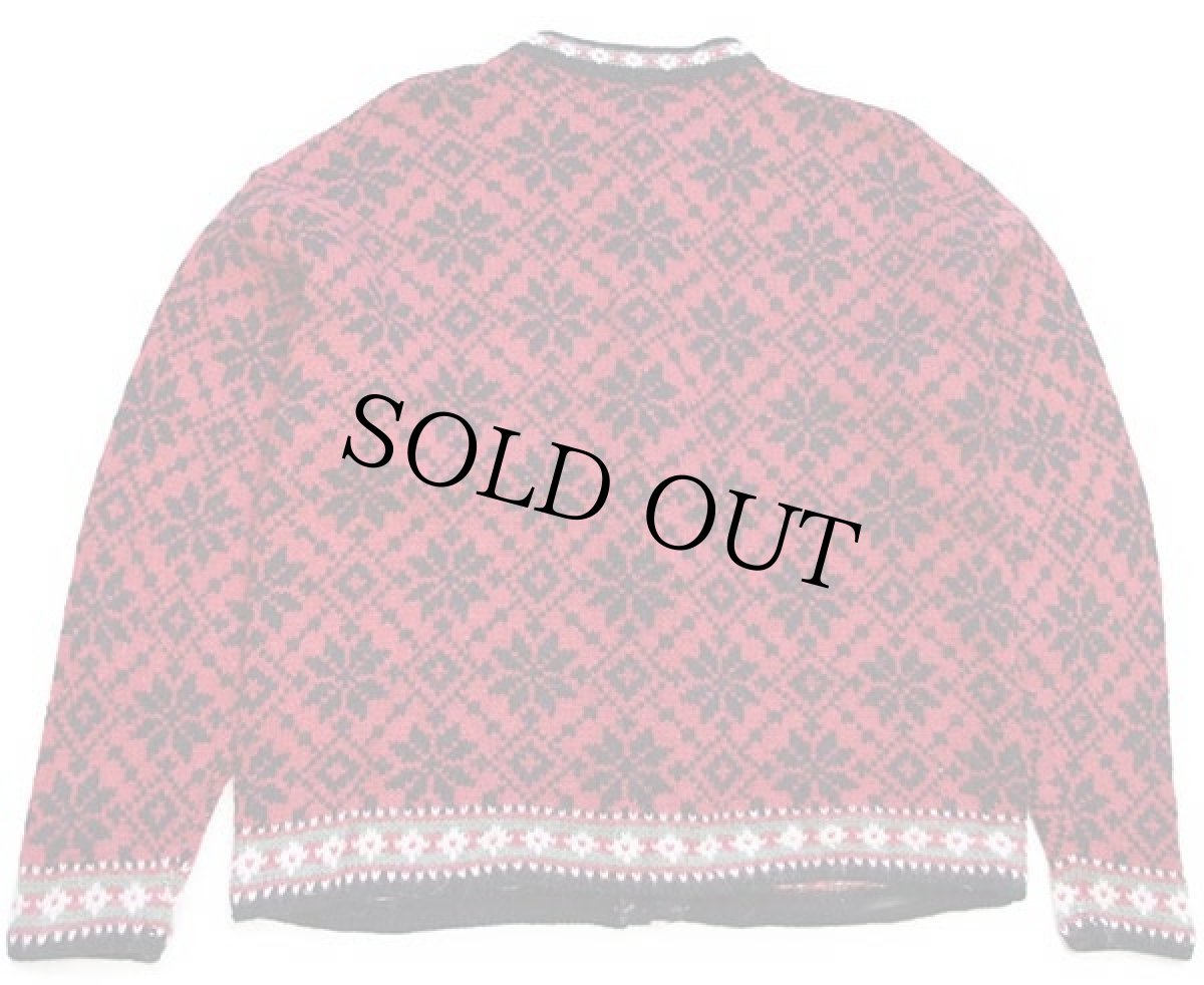 画像2: 90s USA製 L.L.Bean 雪柄 ノルディック柄 ウールニット カーディガン M (2)