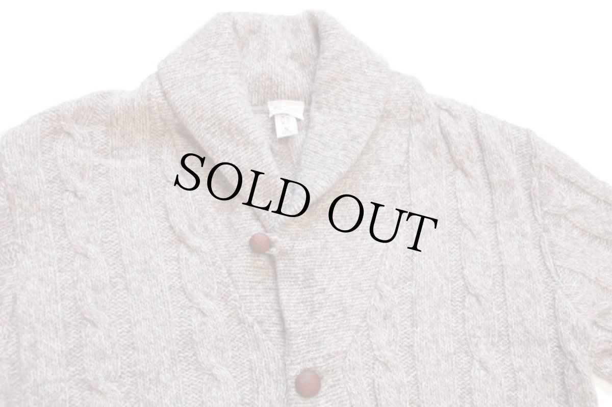 画像3: 80s USA製 Brooks Brothersブルックスブラザーズ Brooksgate ショールカラー エルボーパッチ ケーブル編み ウールニット カーディガン S (3)