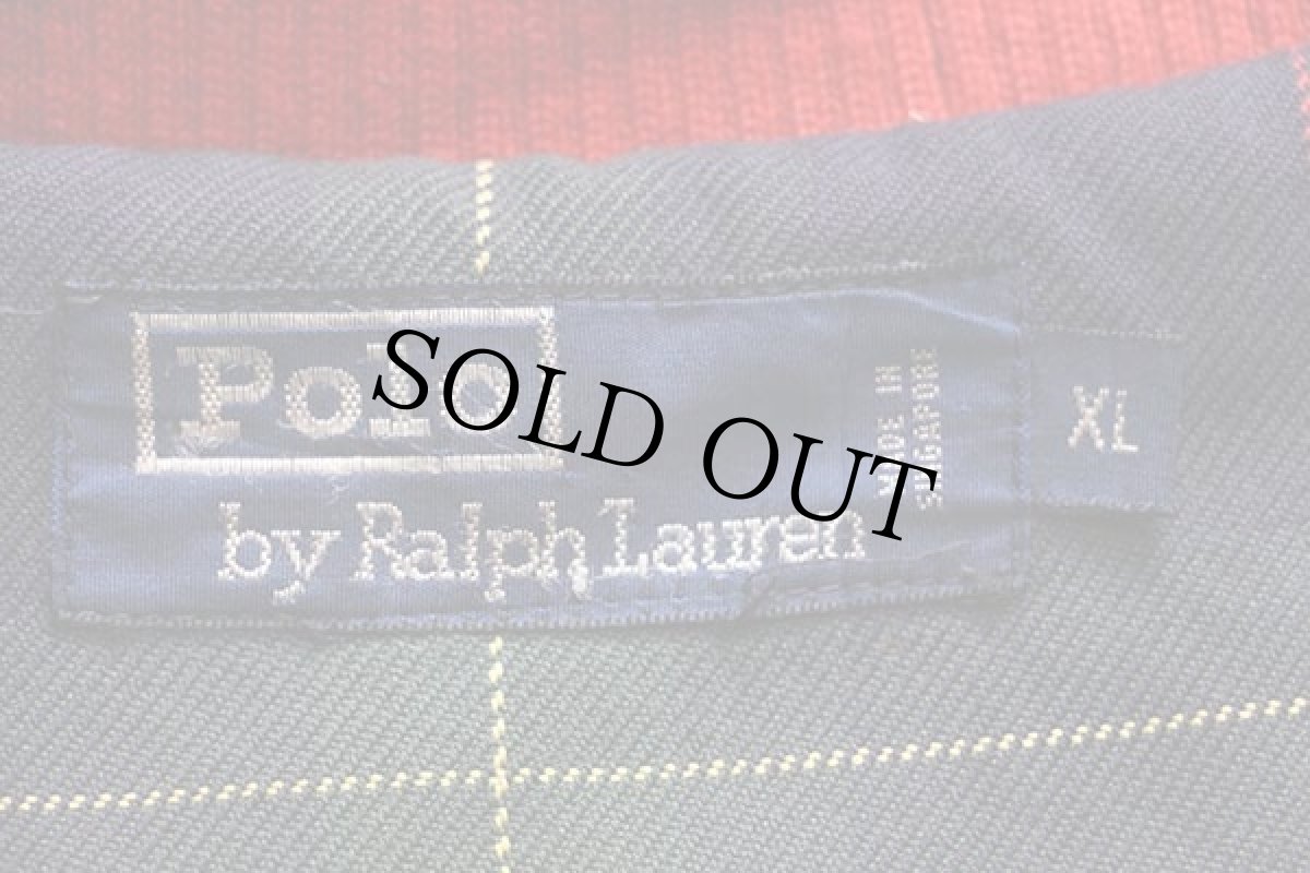 画像4: 90s ポロ ラルフローレン G9タイプ タータンチェックライナー ウール ハリントンジャケット 赤 XL (4)