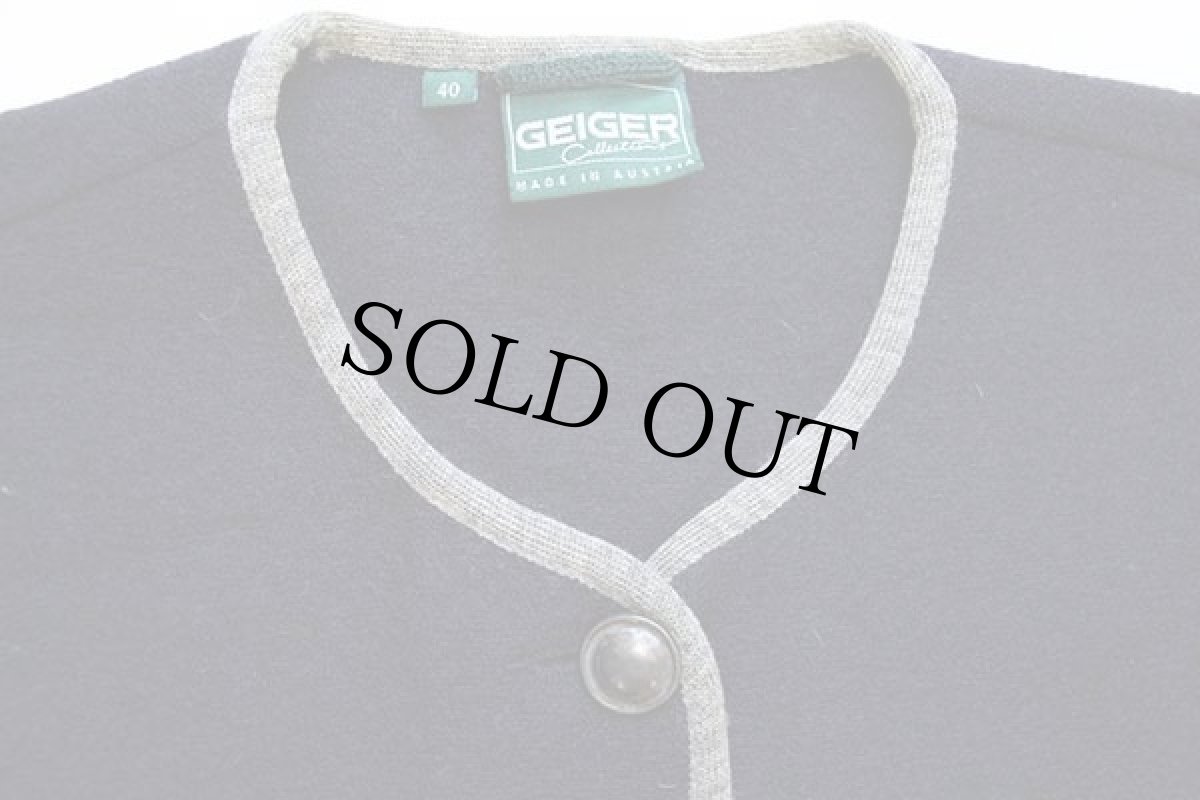 画像3: オーストリア製 GEIGER フラワー てんとう虫 刺繍 アート ノーカラー チロリアン ボイルドウール ジャケット 40 (3)