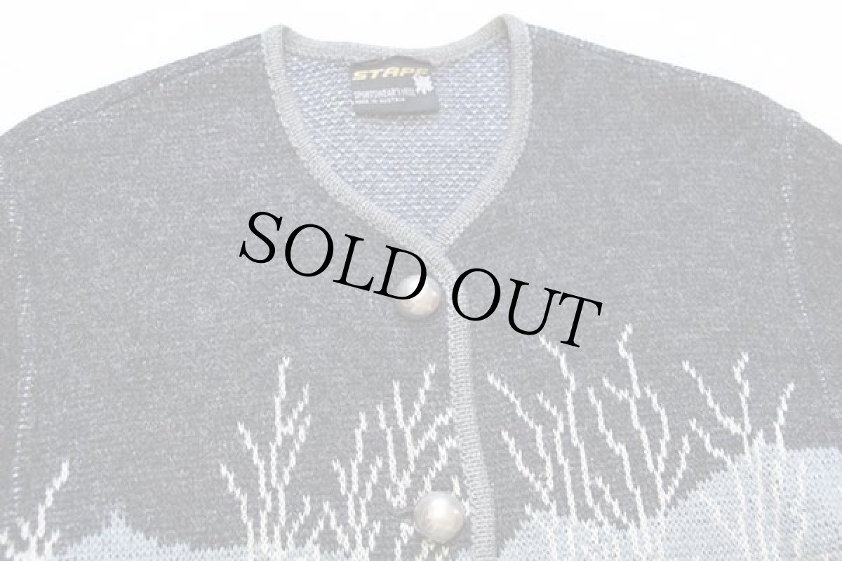 画像3: オーストリア製 STAPF 鹿柄 アート ノーカラー チロリアン ウールニット ジャケット 38 (3)