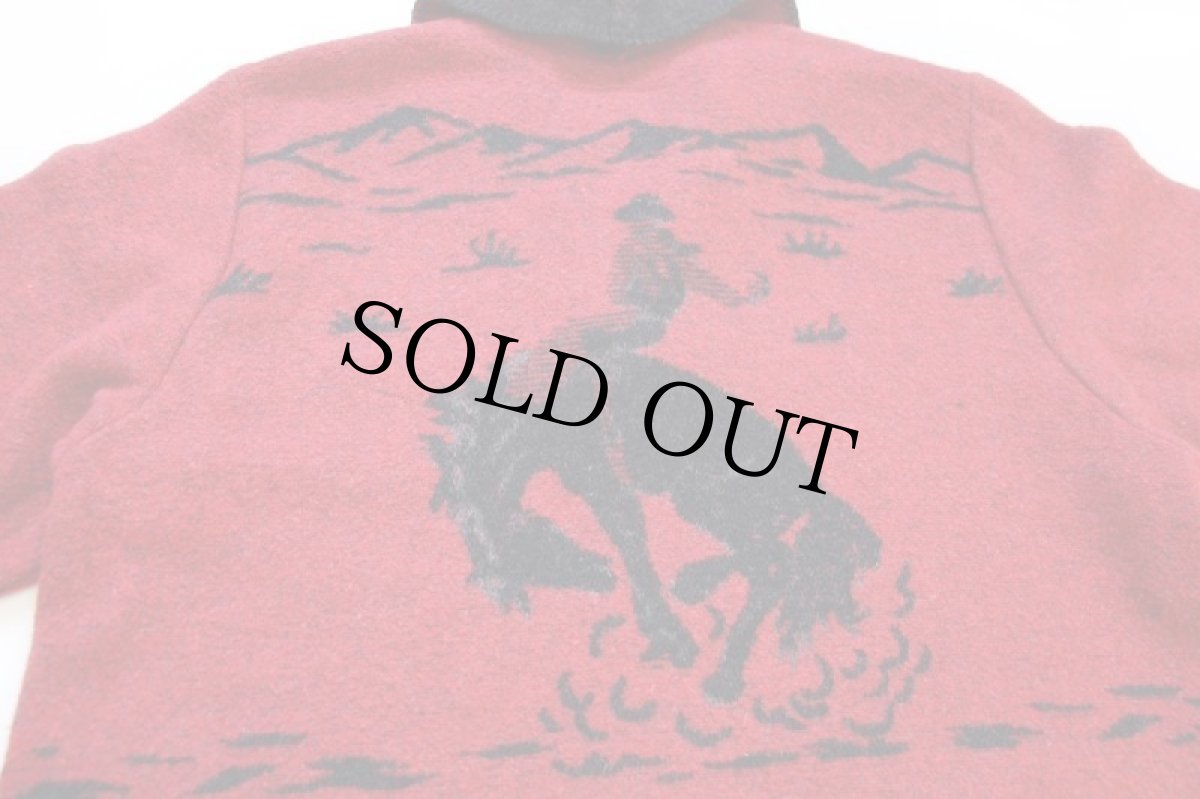 画像4: 90s USA製 Johnny Morris OUTDOORS ロデオ柄 ショールカラー ウール混 ブランケット ジャケット L (4)