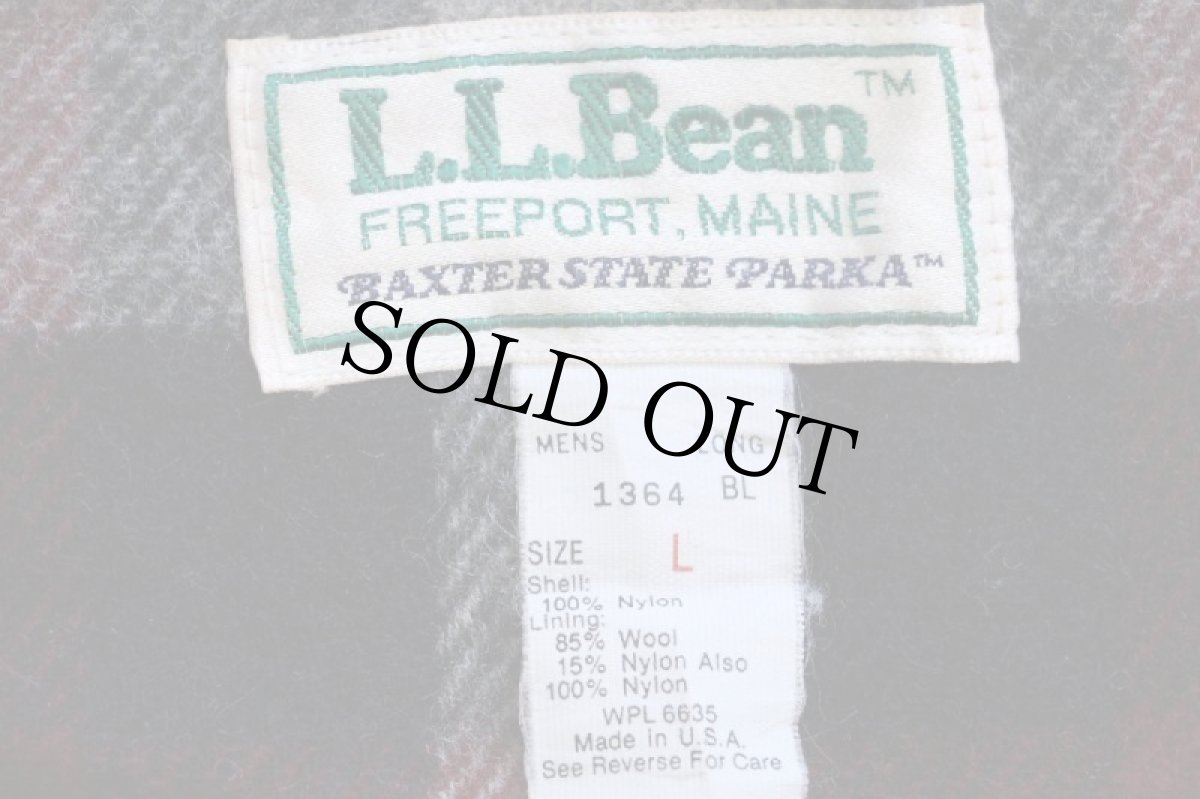 画像4: 80s USA製 L.L.Bean BAXTER STATE PARKA チェック ウールライナー マウンテンパーカー グレー L (4)