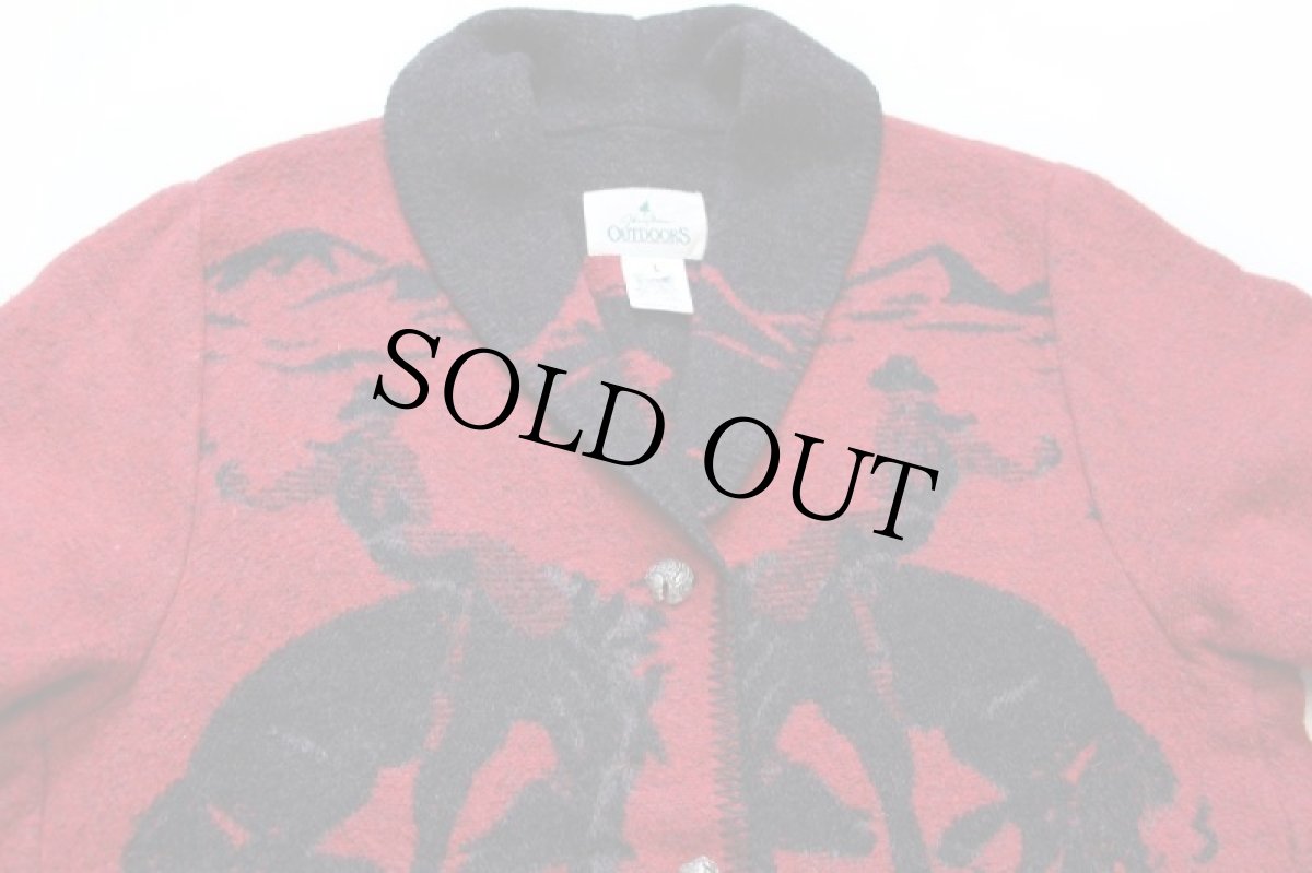 画像3: 90s USA製 Johnny Morris OUTDOORS ロデオ柄 ショールカラー ウール混 ブランケット ジャケット L (3)