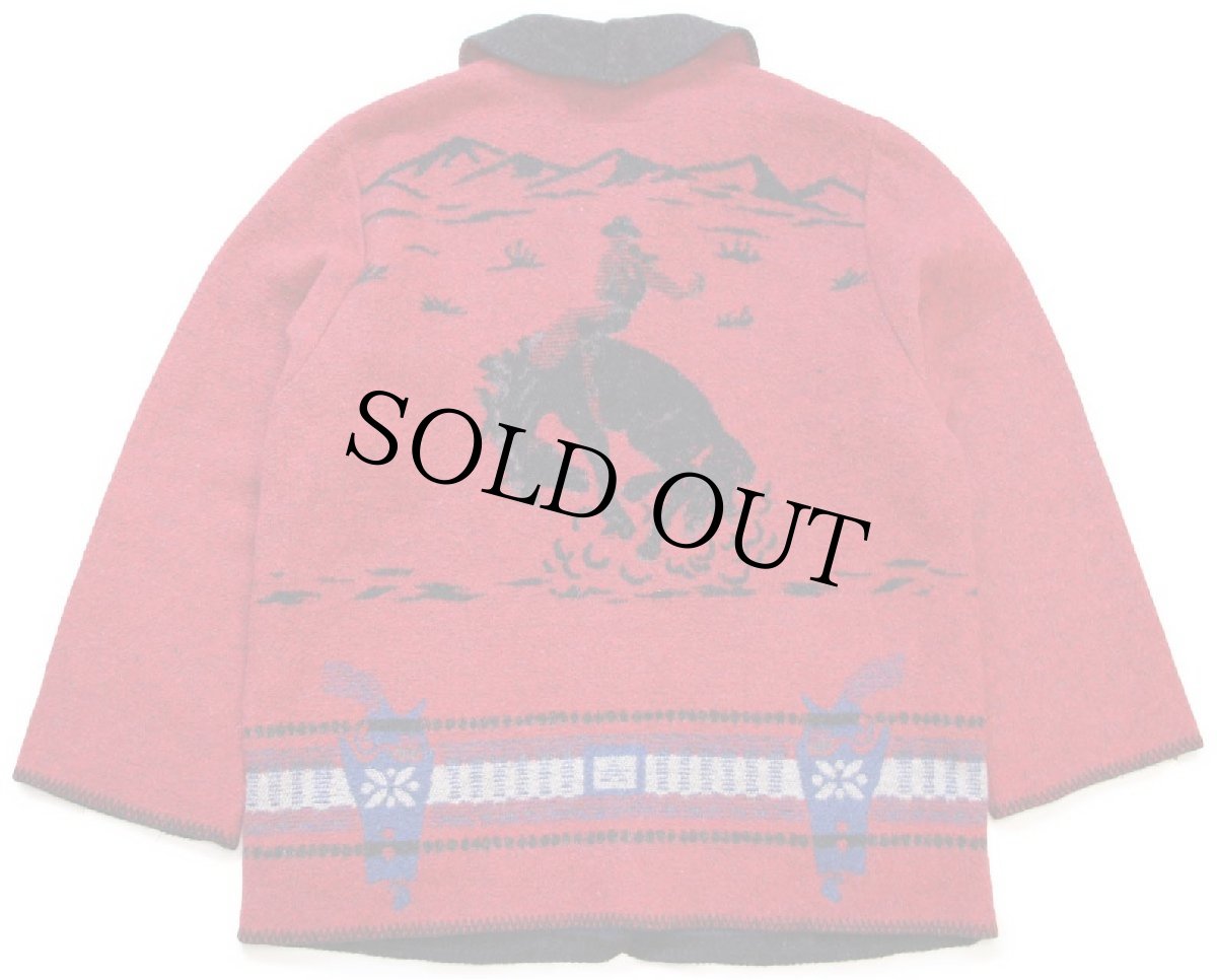 画像2: 90s USA製 Johnny Morris OUTDOORS ロデオ柄 ショールカラー ウール混 ブランケット ジャケット L (2)