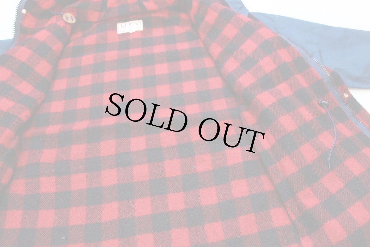 画像5: 80s USA製 L.L.Bean BAXTER STATE PARKA バッファローチェック ウールライナー ナイロン マウンテンパーカー 紺 L (5)